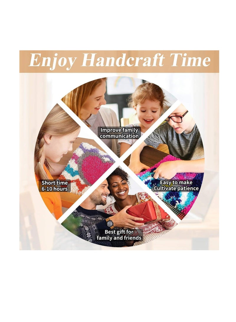 كابتن تيك DIY Latch Hook Kits, Pattern Printed Throw Pillow Case Cushion Cover, Home Decoration Hand Hook DIY Plush Pillowcase Material Kit for Kids and Adults, 16x16 inch (Butterfly) - Image 3