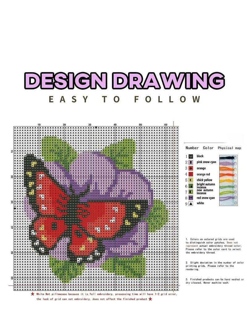 كابتن تيك DIY Latch Hook Kits, Pattern Printed Throw Pillow Case Cushion Cover, Home Decoration Hand Hook DIY Plush Pillowcase Material Kit for Kids and Adults, 16x16 inch (Butterfly) - Image 5