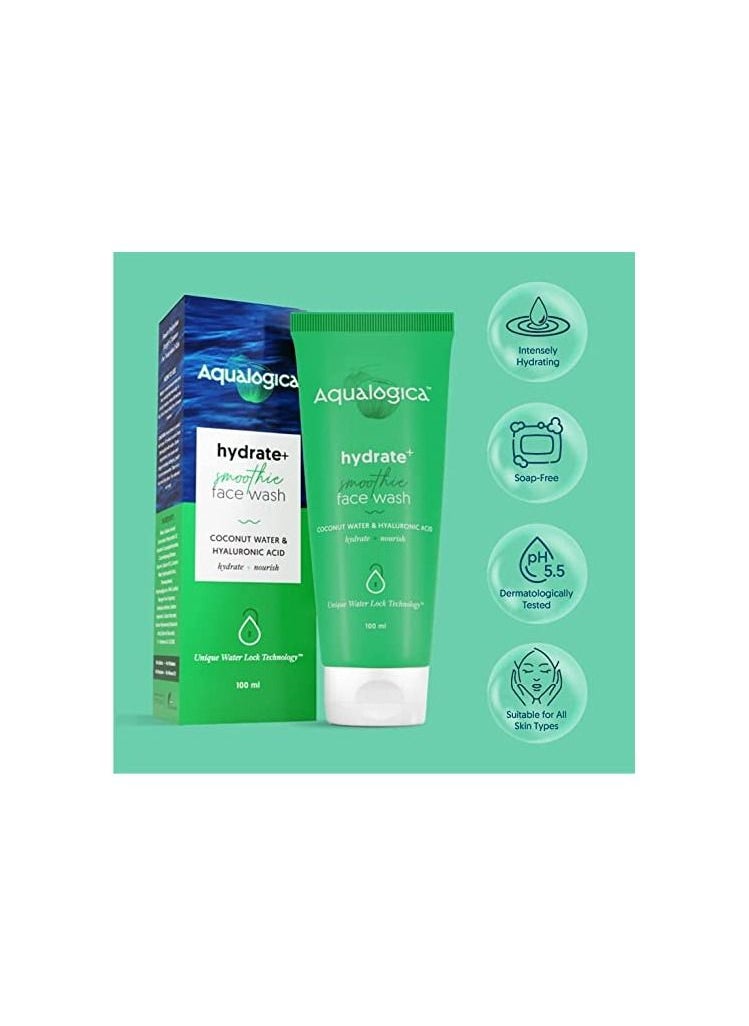 Aqualogica - Aqualogica Hydrate+ Face Wash for Deep Cleansing & Hydration with Coconut Water & Hyaluronic Acid, 100Ml - Image 1