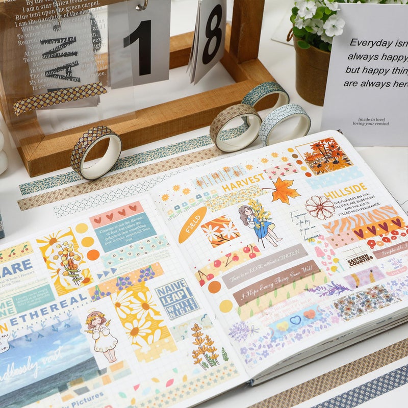YUBX Basic Patterns Washi Tape Set 60 Rolls Geometric Elegance Decorative Skinny Masking Tapes for Arts, DIY Crafts, Journals, Planners, Scrapbook, Wrapping - Image 5