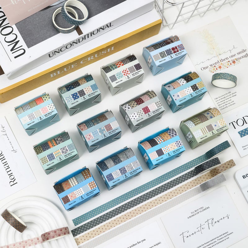 YUBX Basic Patterns Washi Tape Set 60 Rolls Geometric Elegance Decorative Skinny Masking Tapes for Arts, DIY Crafts, Journals, Planners, Scrapbook, Wrapping - Image 2