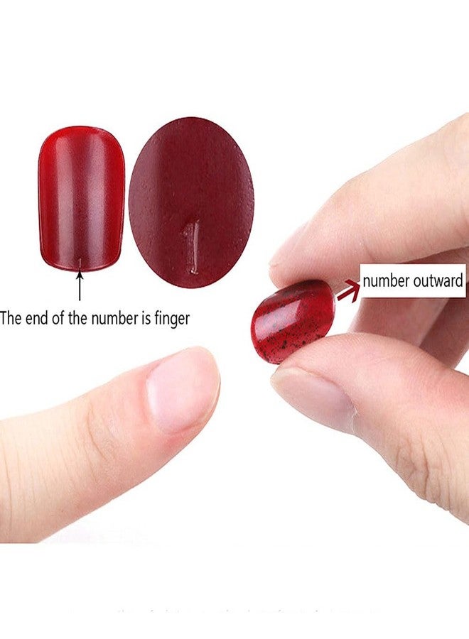 QQPPOLIU Red Press on Nails Coffin Shape Fake Nails Long False Nails with Cat Eye Design Glitter Glue on Nails for Women 24PCS - Image 4