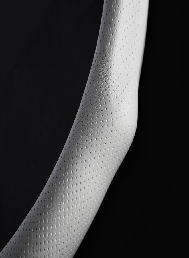 PartsTo Quick Install Sporty White Perforated Nappa Leather Steering Wheel Cover for Tesla Model Y White Trim - Image 5