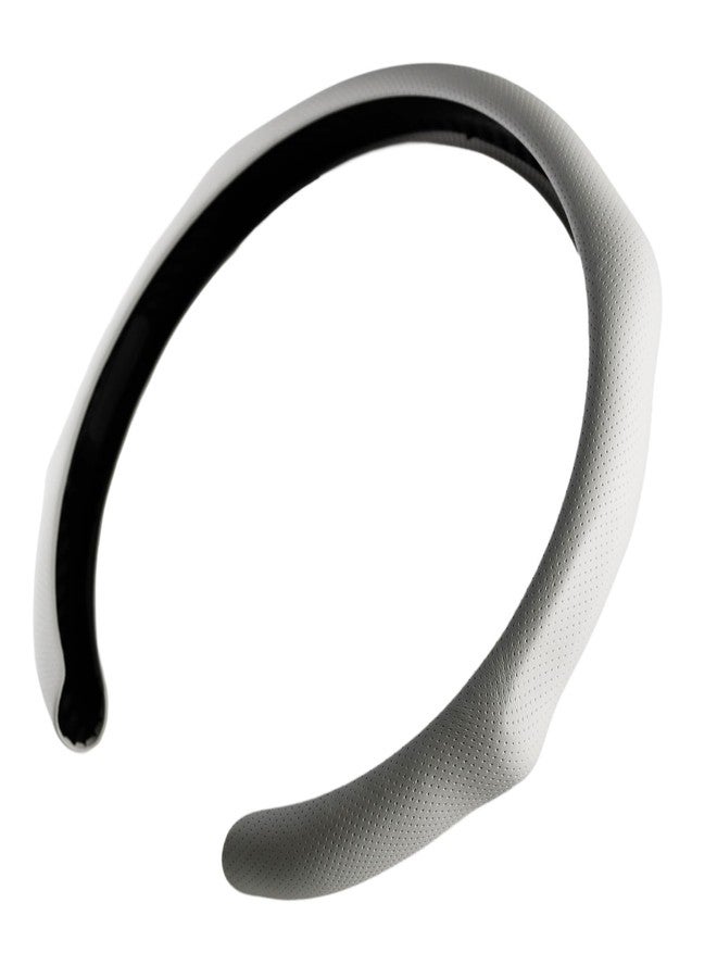 PartsTo Quick Install Sporty White Perforated Nappa Leather Steering Wheel Cover for Tesla Model Y White Trim - Image 1