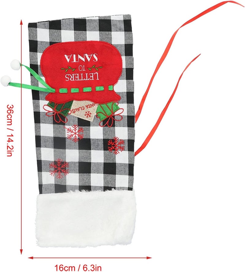 Wine Bottle Cover Sweater Bag, Cloth & Velvet Material, 36x16cm Black White Square Grid - Reusable Gift Wrap for Christmas Parties, Home Bars, Holiday Wine Presentation (Black and White Checkered) - Image 3