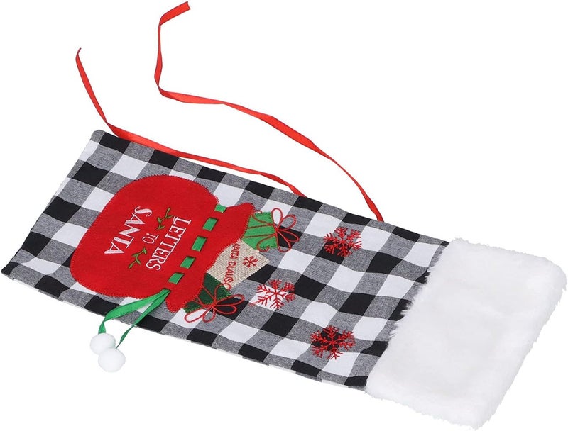 Wine Bottle Cover Sweater Bag, Cloth & Velvet Material, 36x16cm Black White Square Grid - Reusable Gift Wrap for Christmas Parties, Home Bars, Holiday Wine Presentation (Black and White Checkered) - Image 4