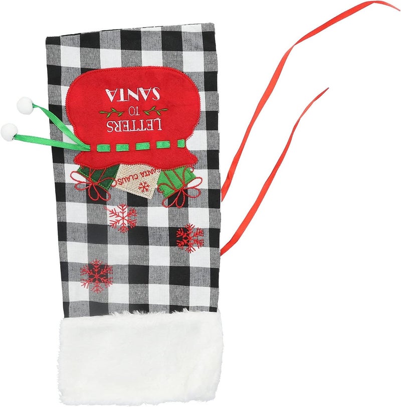 Wine Bottle Cover Sweater Bag, Cloth & Velvet Material, 36x16cm Black White Square Grid - Reusable Gift Wrap for Christmas Parties, Home Bars, Holiday Wine Presentation (Black and White Checkered) - Image 1