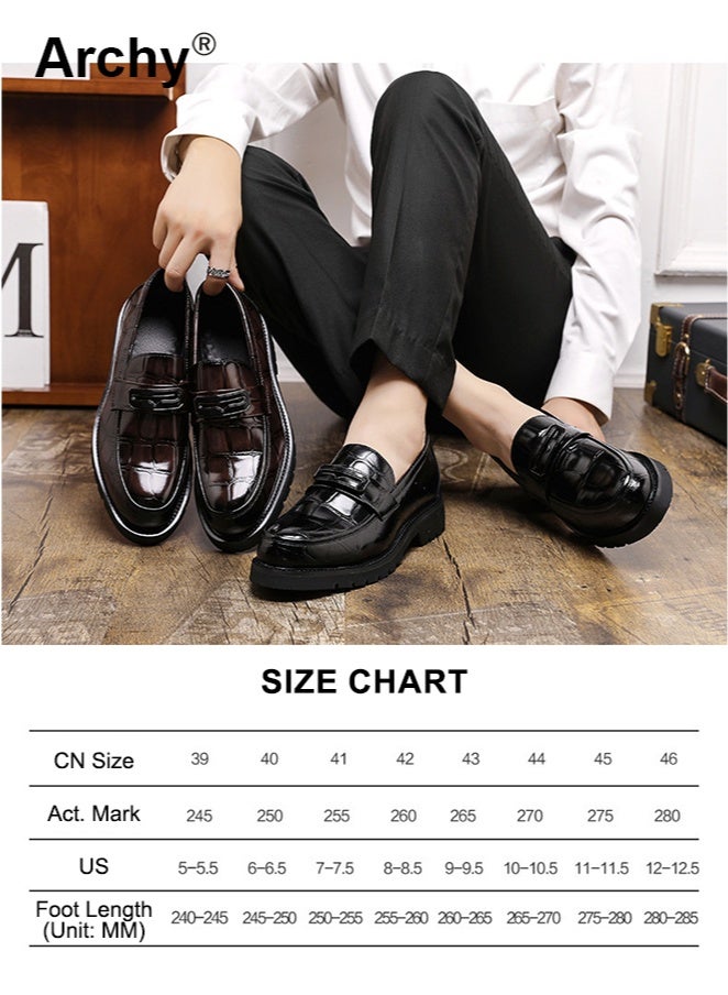 Archy Men's New Large-Size Patent Leather Loafers - Slip-On Business Wedding Shoes | Shiny Finish, British Style, Trendy Thick Sole - Image 5