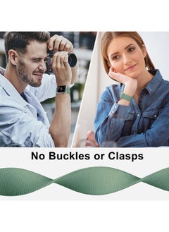 ENJINER Stretchy Nylon Solo Loop Bands Compatible with Apple Watch 38mm 40mm 41mm 42mm 44mm 45mm 49mm Ultra iWatch Series 8 7 6 SE 5 4 3 2 1 Strap, Sport Elastic Braided Women Men, 42/44/45mm M Cactus  - Image 4