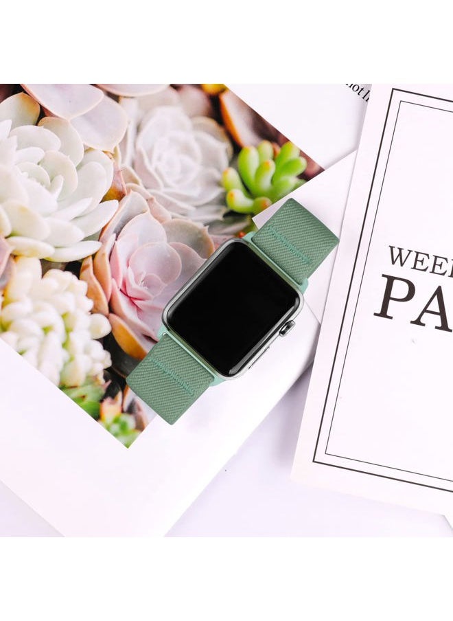 ENJINER - Stretchy Nylon Solo Loop Bands Compatible with Apple Watch 38mm 40mm 41mm 42mm 44mm 45mm 49mm Ultra iWatch Series 8 7 6 SE 5 4 3 2 1 Strap, Sport Elastic Braided Women Men, 42/44/45mm M Cactus - Image 1
