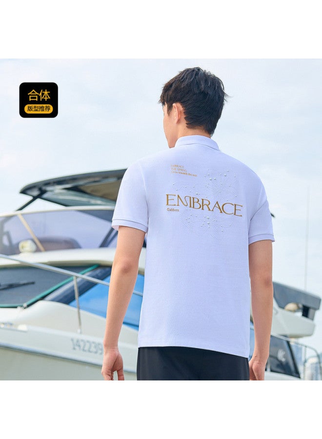 Cabbeen Men's Polo Shirt Beadwork Craft Summer Short Sleeve Men's Polo Shirt - Image 4