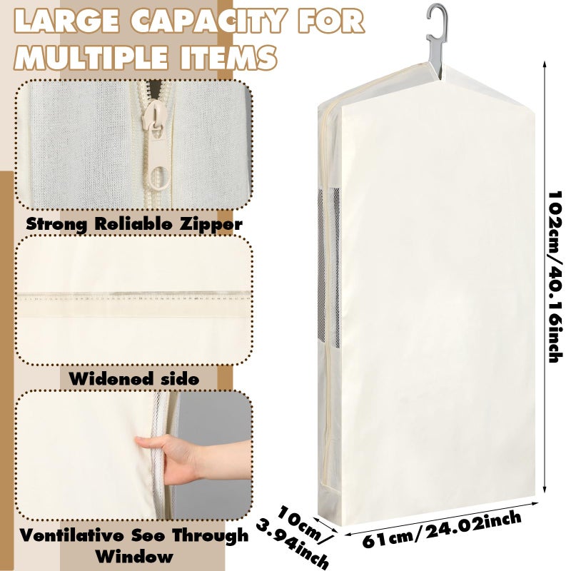 Aliceset 3 Pack Pure Cotton Garment Storage Bag for Hanging Clothes 24 x 40 Inch Breathable Garment Cover Canvas Suit Bags for Closet Storage Short Dresses Suits Gowns - Image 2