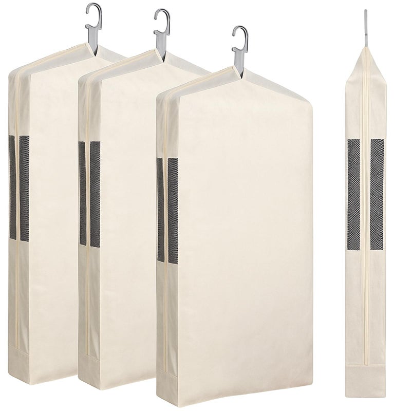 Aliceset 3 Pack Pure Cotton Garment Storage Bag for Hanging Clothes 24 x 40 Inch Breathable Garment Cover Canvas Suit Bags for Closet Storage Short Dresses Suits Gowns - Image 1