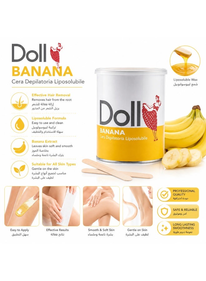 دول شمع إزالة الشعر الدهني Doll Banana Liposoluble لإزالة الشعر الاحترافية، 800 مل - Image 2