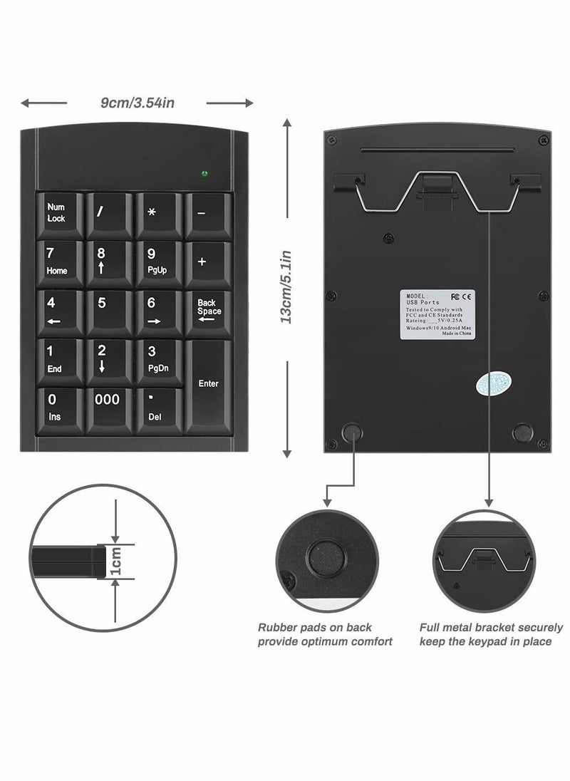 Generic - Number Pad, 19-key Portable Wired Numeric Keypad, Keyboard Extensions with Multiple Shortcuts for Laptop Desktop PC Notebook - Image 1