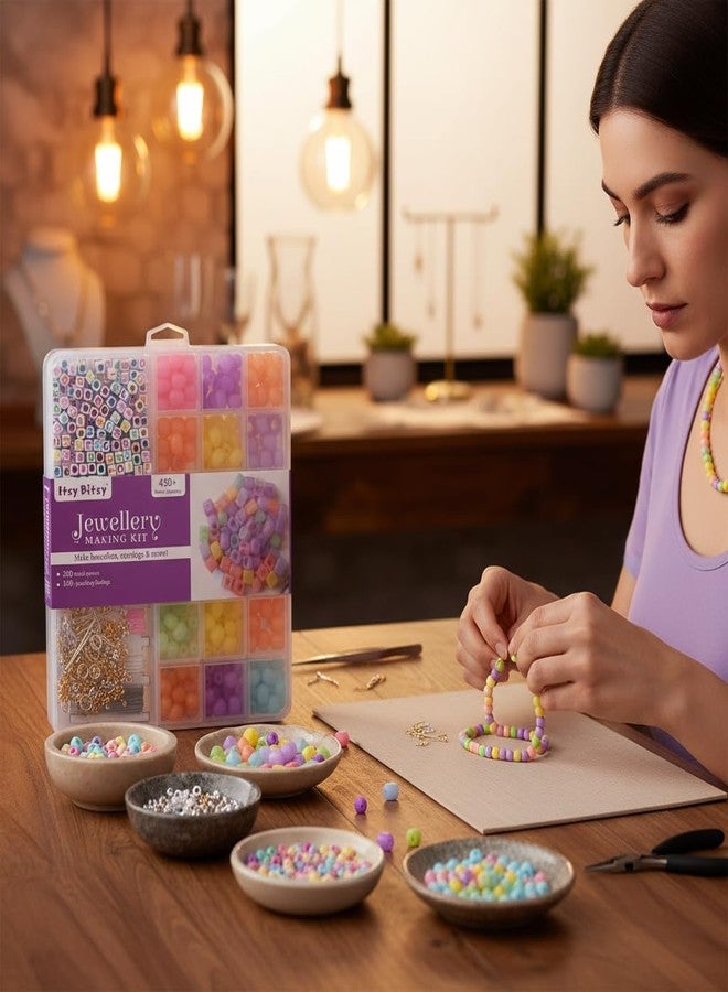 itsy-bitsy Itsy Bitsy My Beads Studio Jewellery Making Kit Pastel Collection Box, DIY Bead Craft Set for Kids & Adults, Create Bracelets Necklaces & Charms, All-in-One Creative Box - Image 2