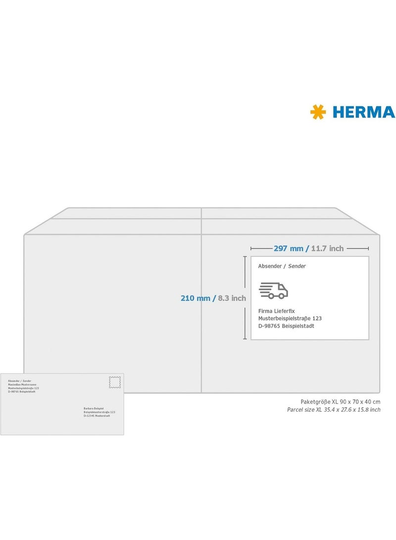 HERMA Inkjet High Gloss Labels Self-Adhesive White A4 Photo-Quality Sticker Paper, 1 Label Per Sheet 210x297mm, Permanent Waterproof Finish Photo & Logo Printing Paper, 10 Sheets Pack - No. 8895 - Image 4