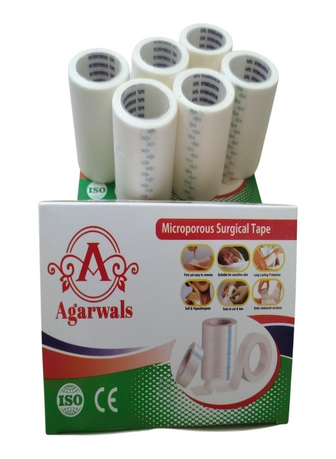 Agarwals Microporous Surgical Paper Tape 2 Inch x 5 Meters (Pack of 6) | Breathable Hypoallergenic Medical Tape for Wound Dressing & Bandage Fixing | Easy Tear, Strong Adhesion - Image 1