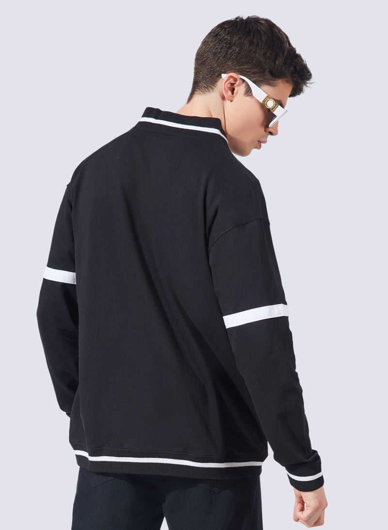 Maniac Maniac Mens Printed High Neck Fullsleeve Black and White Loopnet Slim fit Jacket - Image 2