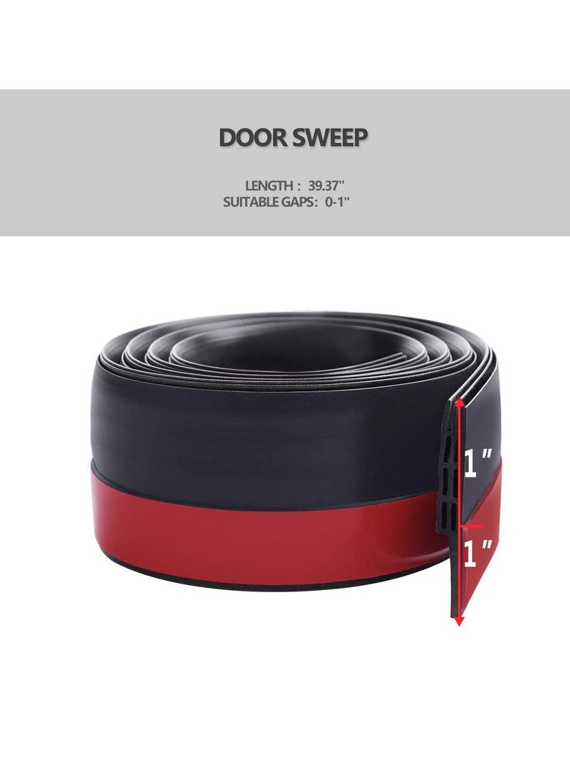 Najwa Door Draft Stopper Under Door Seal for Exterior/Interior Doors, Door Sweep Strip Under Door Draft Blocker, Soundproof Door Bottom Weather Stripping, 2 Inch W x 39 Inch L, Black  - Image 4