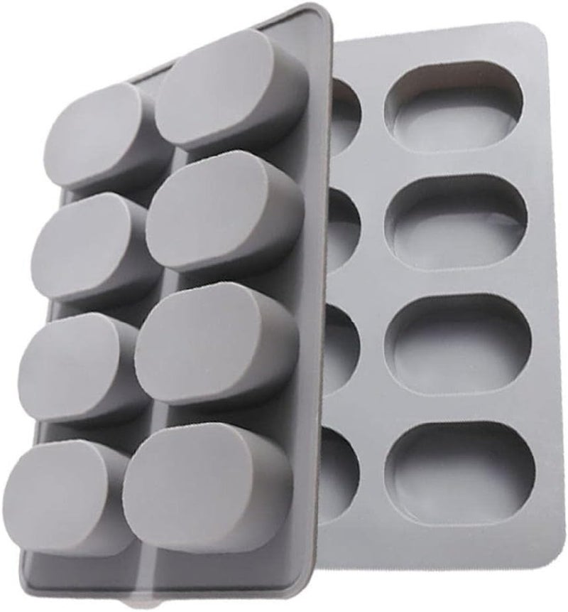 8-Hole Oval Silicone Mold: Non-Stick Food-Grade Grey Mold - Versatile Multi-Use Mold for Holiday Baking, DIY Crafts and Party Decorations - Image 1