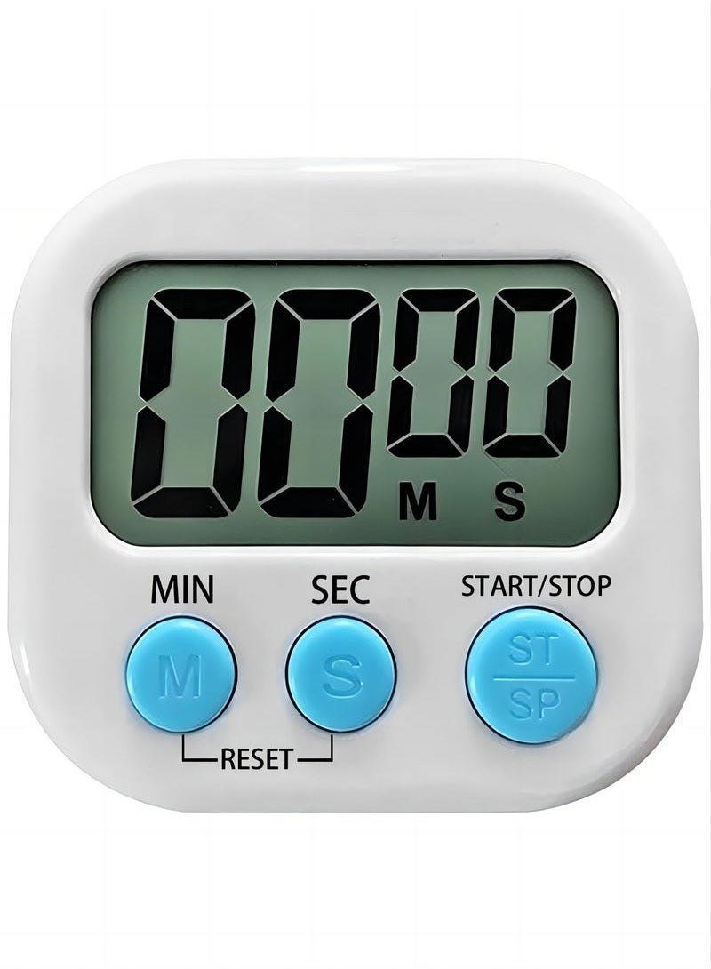 Digital Kitchen Timer for Cooking Big Digits Loud Alarm Magnetic Backing Stand Cooking Timers for Baking White - Image 1