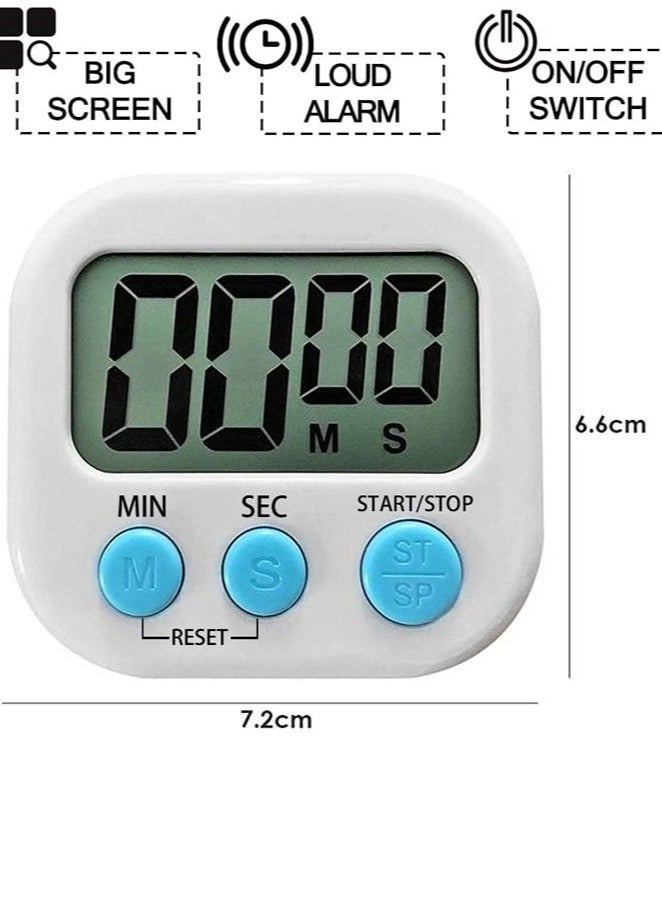 Digital Kitchen Timer for Cooking Big Digits Loud Alarm Magnetic Backing Stand Cooking Timers for Baking White - Image 3