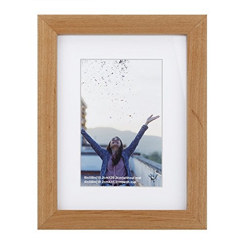 RPJC RPJC 6x8 Picture Frames Made of Solid Wood and High Definition Glass Display Pictures 4x6 with Mat or 6x8 Without Mat - Image 1