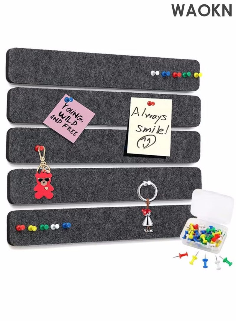 WAOKN 5 bags of bulletin board, felt bulletin board, living room decoration, background board nails, with adhesive backing, no perforations, self-adhesive felt bulletin board, used for office, school, home wall decoration, as well as organizing memos, photos, and displays (dark gray). - Image 1