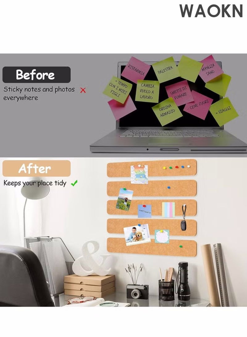 WAOKN 5 bags of bulletin board, felt bulletin board, living room decoration, background board nails, with adhesive backing, no perforations, self-adhesive felt bulletin board, used for office, school, home wall decoration, as well as organizing memos, photos, and displays (dark gray). - Image 5