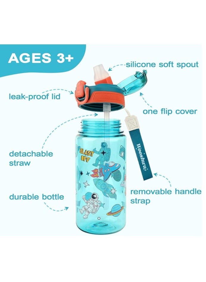 Generic - Kids Water Bottle for School or Travel, 20 Oz Durable Plastic Water Bottle with Silicone Straw and Pop-Up Spout Cover, BPA Free & Dishwasher Safe - Image 1