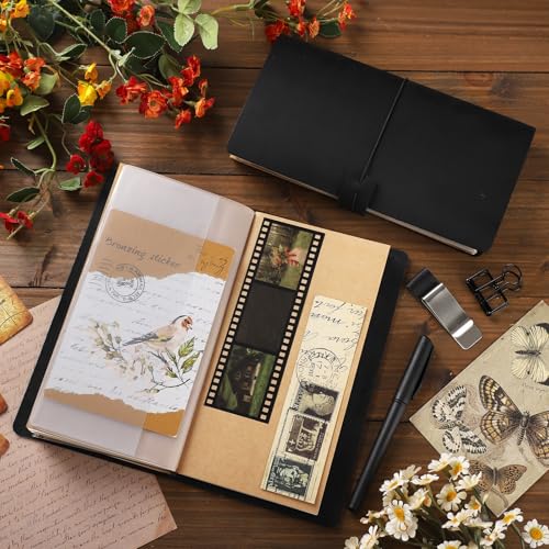 Thenshop Travelers Refillable Leather Journal Notebook Travel Diary Handmade Passport Travelers Journal for Men and Women with 3 Notebook Inserts, Pen Holder, Binder Clip(Dark Brown,Stand Size) - Image 5
