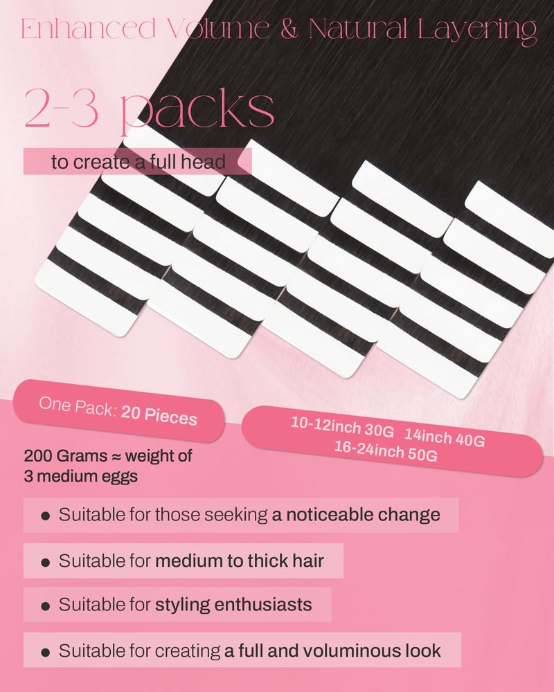 Moresoo Dark Brown Tape in Hair Extensions Human Hair Brown Hair Extensions Tape in Human Hair Seamless Glue in Extensions for Women Daily Wear 12 Inch #2 20pcs 30g - Image 3