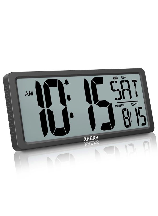 XREXS Large Digital Wall Clock, Battery Operated Alarm Clocks for Bedroom Home Decor, Count Up & Down Timer, 14.17 Inch Large LCD Screen with Time/Calendar/Temperature Display (Batteries Included) - Image 1