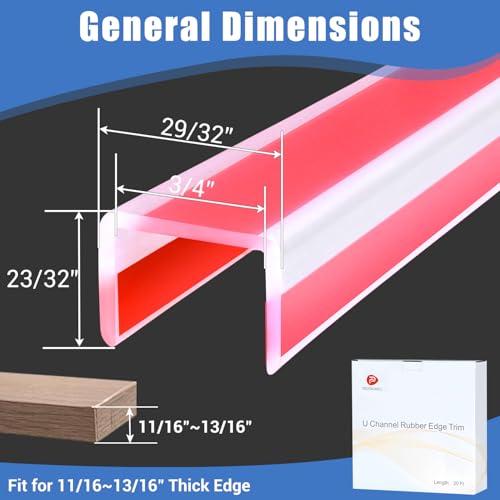 Protalwell Clear Rubber Edge Trim SelfAdhesive Transparent 3419mm Edge Protector for Plywood Cabniets or Drawers Flexible Silicone Rubber Material Fit 111613161820mm U Shaped Edge Guards - Image 3