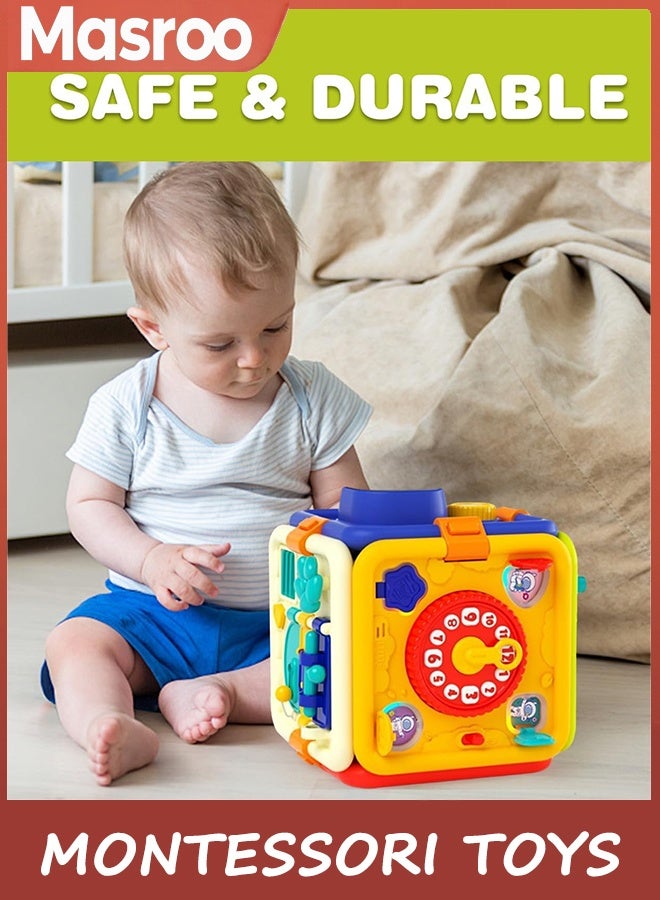 Masroo Busy Board, Montessori Toys for 1 2 3 4 Year Old Toddler, 6-in-1 Educational Early Development Toys for Toddlers 2-4, Christmas, Birthday Gift for 18+ Month Old Kids (BLUE) - Image 2