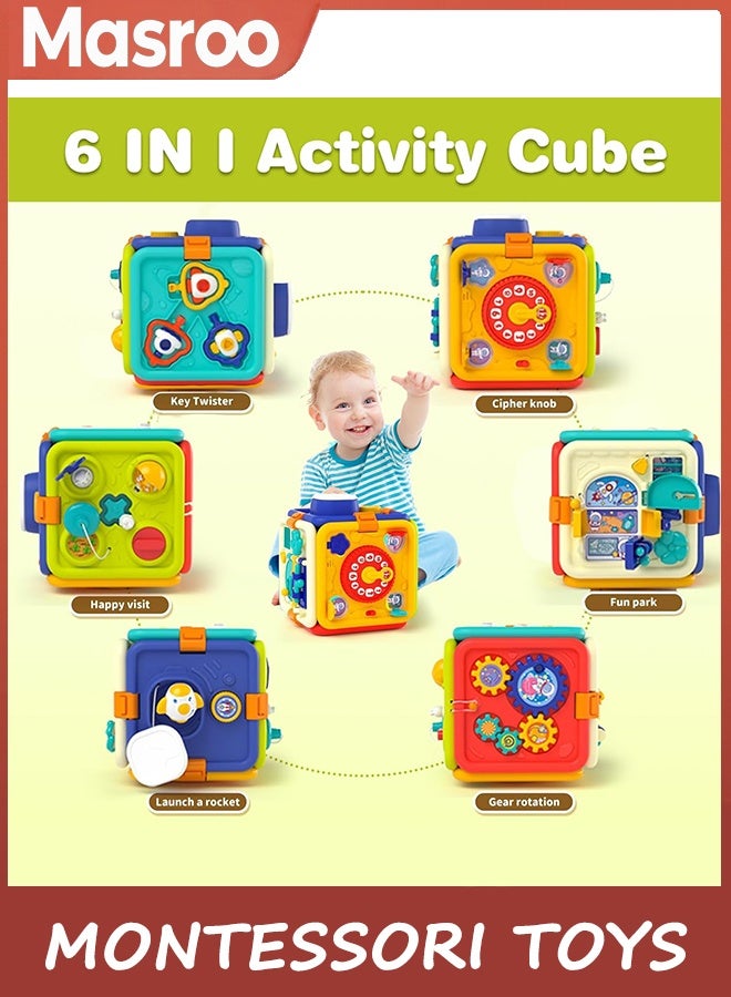 Masroo Busy Board, Montessori Toys for 1 2 3 4 Year Old Toddler, 6-in-1 Educational Early Development Toys for Toddlers 2-4, Christmas, Birthday Gift for 18+ Month Old Kids (BLUE) - Image 4