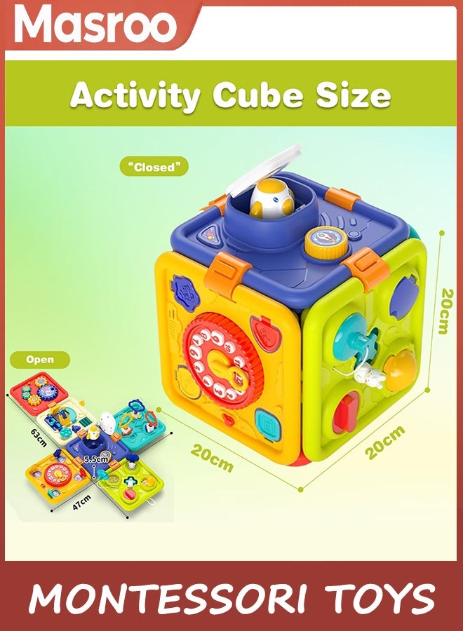 Masroo Busy Board, Montessori Toys for 1 2 3 4 Year Old Toddler, 6-in-1 Educational Early Development Toys for Toddlers 2-4, Christmas, Birthday Gift for 18+ Month Old Kids (BLUE) - Image 5