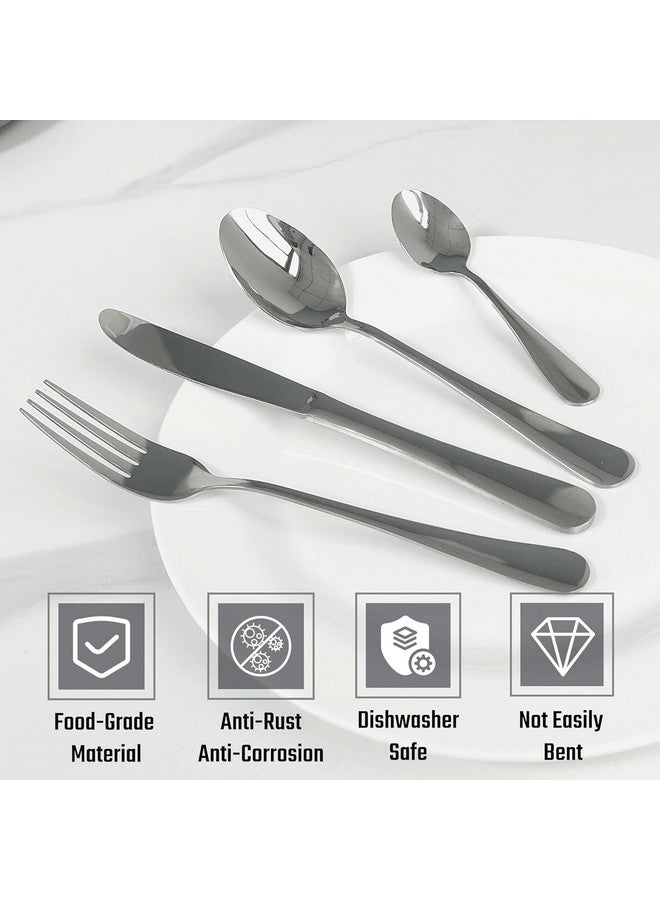 Iktu 24-Piece Stainless Steel Cutlery Set, Mirror Polished Tableware, Dishwasher Safe, Suitable for Housewarming Gift, Dining Table Decor (Silver) - Image 3