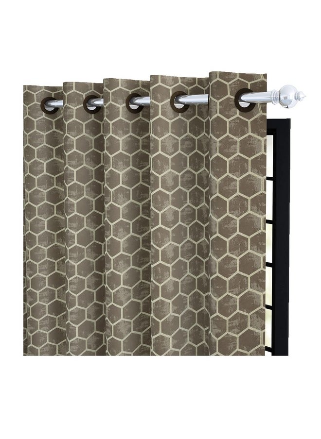 Story@Home Story@Home Room Darkening Door Curtains 7 Feet Set of 2 | Hexagon Hive Design Door Curtain | Thermal Insulated Curtains | Curtains for Living Room | (116 x 215 cm, Brown) | Perfect for Home Decor  - Image 3