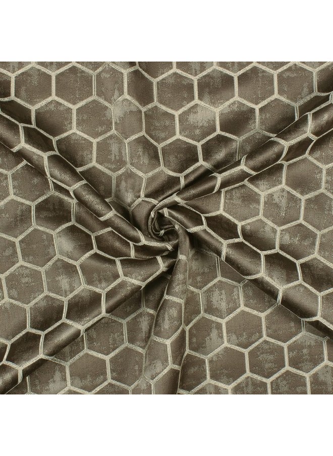 Story@Home Story@Home Room Darkening Door Curtains 7 Feet Set of 2 | Hexagon Hive Design Door Curtain | Thermal Insulated Curtains | Curtains for Living Room | (116 x 215 cm, Brown) | Perfect for Home Decor  - Image 5