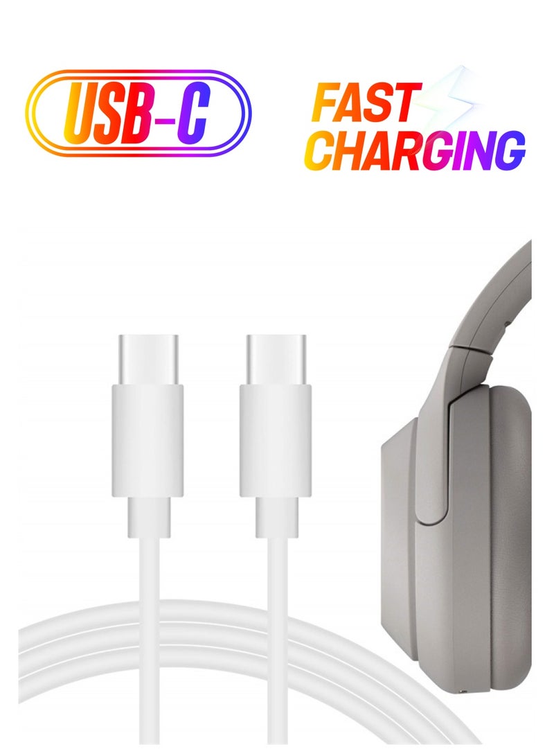 Geekria Type-C Headphones, Earbuds Charger Cable Compatible with Sony WH1000XM5 XB910N WF1000XM5 WFLS900N LinkBudsS LinkBuds Charger, USB-C to USB-C Replacement Power Charging Cord (4 ft/120 cm)  - Image 1