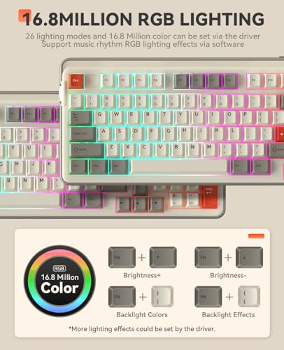 DAREU EK98pro Wireless Mechanical Keyboard,Tri-Mode BT/2.4GHz/USB-C Creamy Gaming Keyboard with Number Pad,Pre-lubed Linear Switches,Gasket Structure,Hot Swappable Custom,RGB Backlit for Win/Mac - Image 4