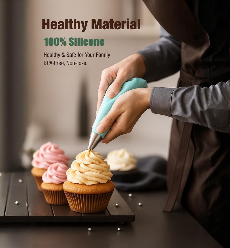 WOFEIS Piping Bags and Tips Set, Reusable Cake Decorating Supplies with 2 Reusable Bags, 12 Icing Tips, 2 Silicone Rings, 2 Couplers and 3 Scrapers, Cake Baking Tools for Cookie Icing Cupcakes - Image 3