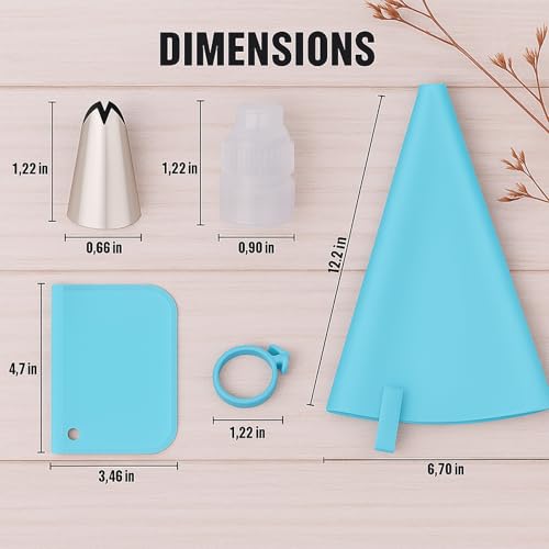 WOFEIS Piping Bags and Tips Set, Reusable Cake Decorating Supplies with 2 Reusable Bags, 12 Icing Tips, 2 Silicone Rings, 2 Couplers and 3 Scrapers, Cake Baking Tools for Cookie Icing Cupcakes - Image 5