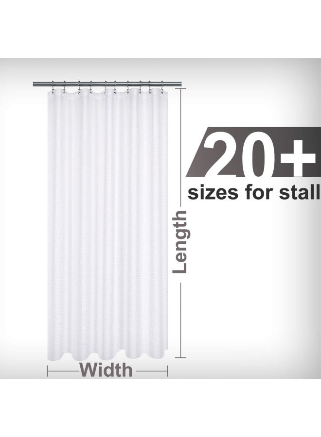 Stall Fabric Shower Curtain Waffle Weave 32 X 84 Inches Extra Long Size Hotel Grade Spa 230Gsm Heavy Duty Water Repellent Washable White 32X84 - Image 5