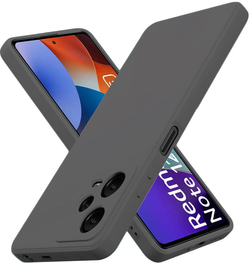 DIZORO Microfiber Candy Compatible for Redmi Note 12 Pro Plus 5G Smooth Touch Cushion Liquid Soft Silicone Gel Rubber Phone Cases Non-Slip Full Body Protective Shockproof Back Cover - Dark Grey - Image 1