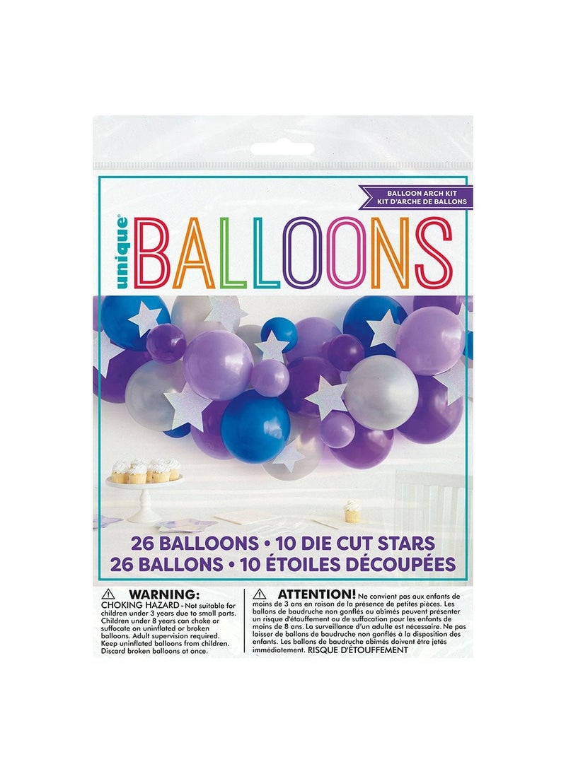 Unique Balloon Garland Stars Blue Purple Silver DIY 29-Pack - Image 3