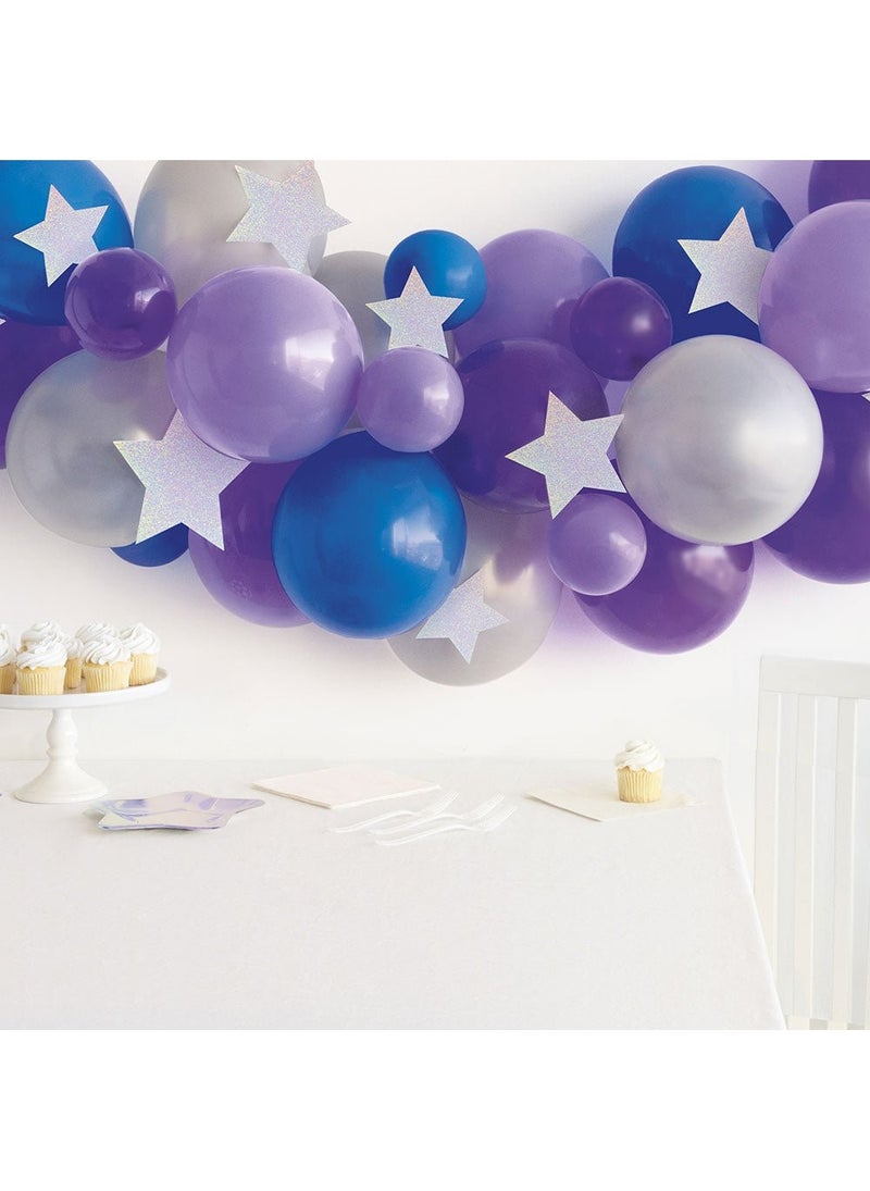 Unique Balloon Garland Stars Blue Purple Silver DIY 29-Pack - Image 2