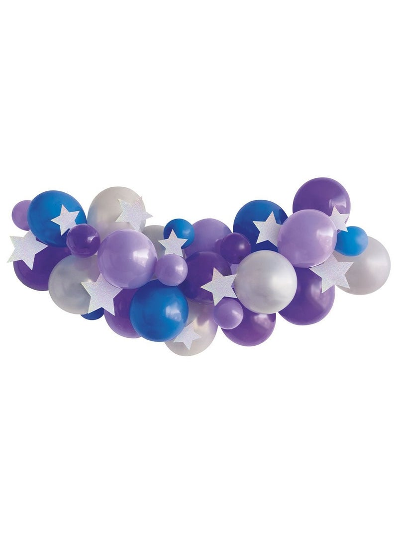 Unique Balloon Garland Stars Blue Purple Silver DIY 29-Pack - Image 1